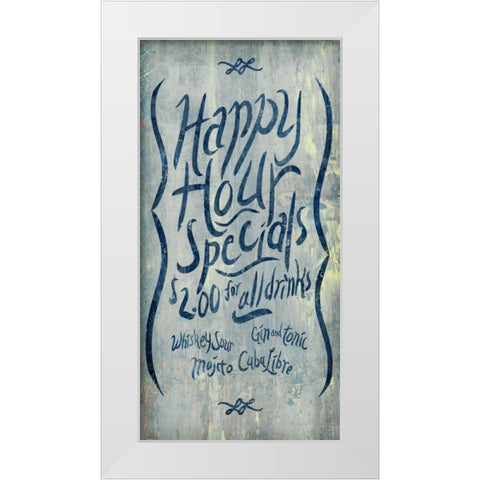 Happy Hour Blue  White Modern Wood Framed Art Print by PI Studio