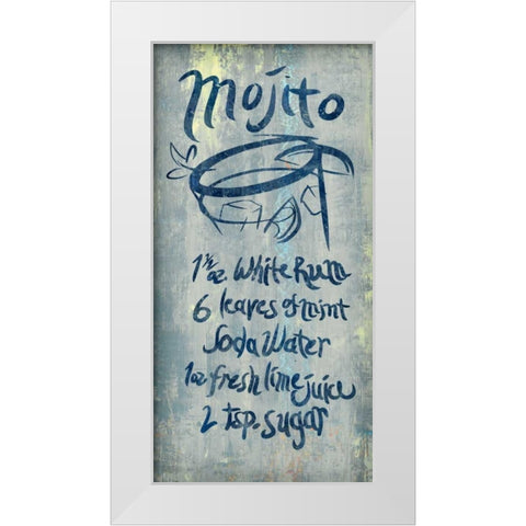 Mojito Blue White Modern Wood Framed Art Print by PI Studio