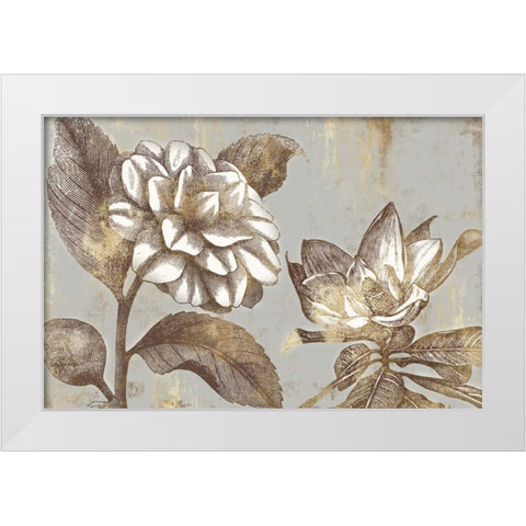 Magnolia Blooms White Modern Wood Framed Art Print by PI Studio