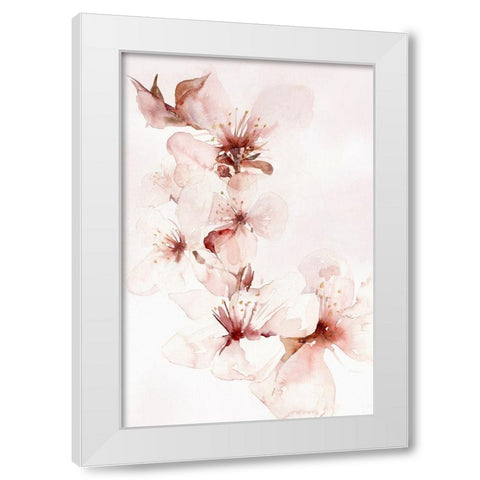 Watercolor Blossoms II White Modern Wood Framed Art Print by PI Studio