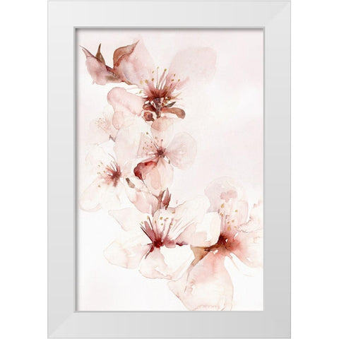 Watercolor Blossoms II White Modern Wood Framed Art Print by PI Studio