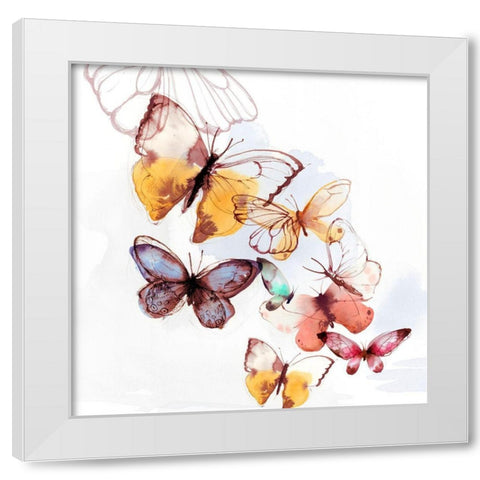 Butterfly Fly Away I  White Modern Wood Framed Art Print by PI Studio