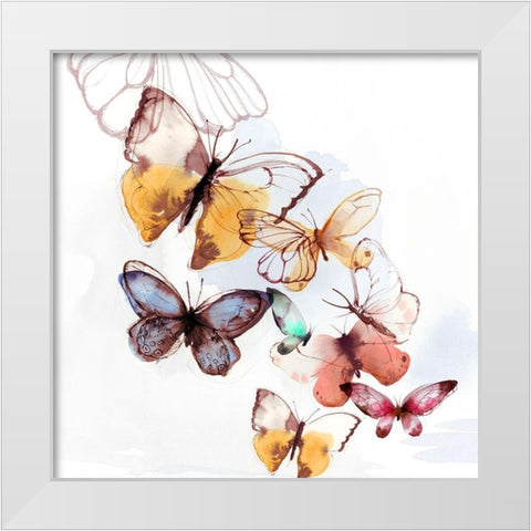 Butterfly Fly Away I  White Modern Wood Framed Art Print by PI Studio