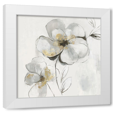Silver Florals I White Modern Wood Framed Art Print by PI Studio