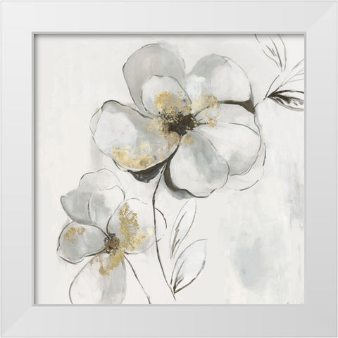 Silver Florals I White Modern Wood Framed Art Print by PI Studio