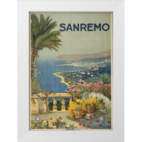 San Remo White Modern Wood Framed Art Print by PI Collection