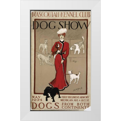 Dog Show White Modern Wood Framed Art Print by PI Collection