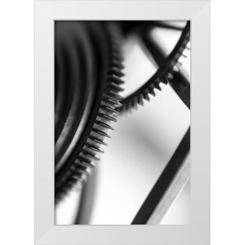 Gears I White Modern Wood Framed Art Print by Rick Cotter