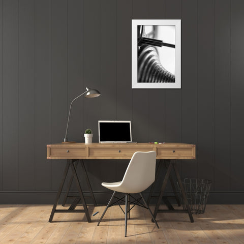 Gears II White Modern Wood Framed Art Print by Rick Cotter