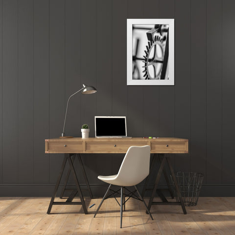 Gears III White Modern Wood Framed Art Print by Rick Cotter