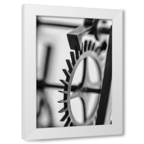 Gears III White Modern Wood Framed Art Print by Rick Cotter
