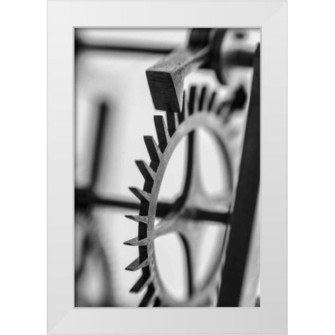 Gears III White Modern Wood Framed Art Print by Rick Cotter