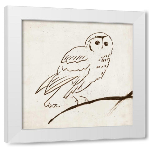 Owl II White Modern Wood Framed Art Print by Reeves, Tom