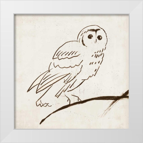 Owl II White Modern Wood Framed Art Print by Reeves, Tom