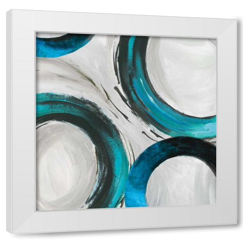 Teal Ring I White Modern Wood Framed Art Print by Reeves, Tom