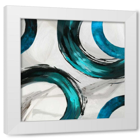 Teal Ring II White Modern Wood Framed Art Print by Reeves, Tom