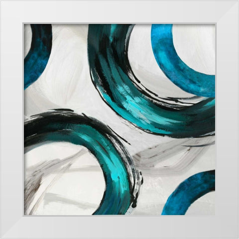 Teal Ring II White Modern Wood Framed Art Print by Reeves, Tom