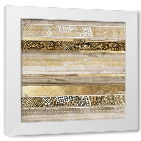 klimt stripes White Modern Wood Framed Art Print by Reeves, Tom