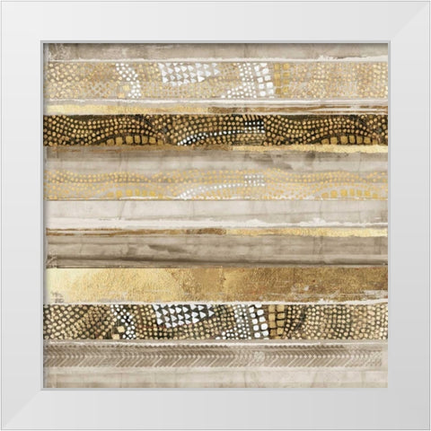 klimt stripes White Modern Wood Framed Art Print by Reeves, Tom