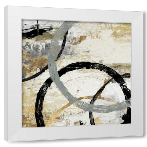 Gold and Black Rings II White Modern Wood Framed Art Print by Reeves, Tom