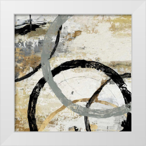 Gold and Black Rings II White Modern Wood Framed Art Print by Reeves, Tom