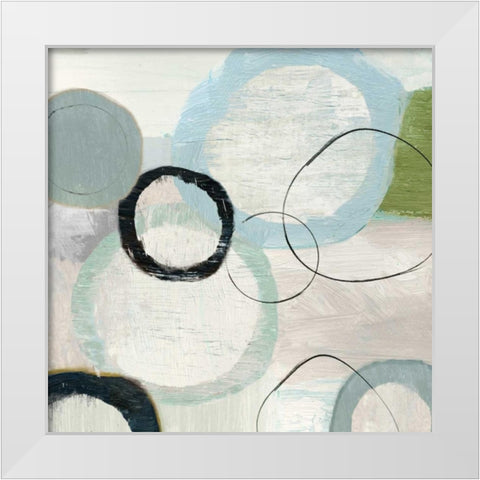 Soft Blue Rings I White Modern Wood Framed Art Print by Reeves, Tom