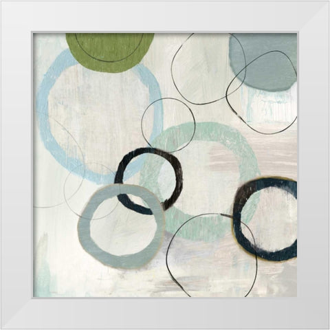 Soft Blue Rings II White Modern Wood Framed Art Print by Reeves, Tom