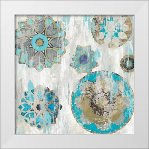 Suzani Blue II White Modern Wood Framed Art Print by Reeves, Tom