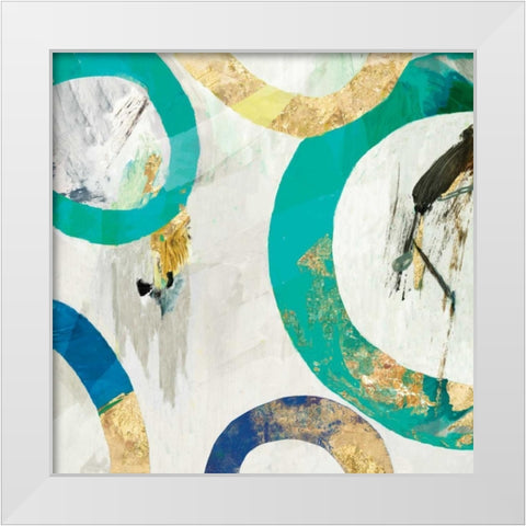 Green Rings II White Modern Wood Framed Art Print by Reeves, Tom