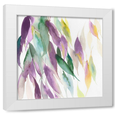 Fallen Colorful Leaves I Violet Version White Modern Wood Framed Art Print by Reeves, Tom