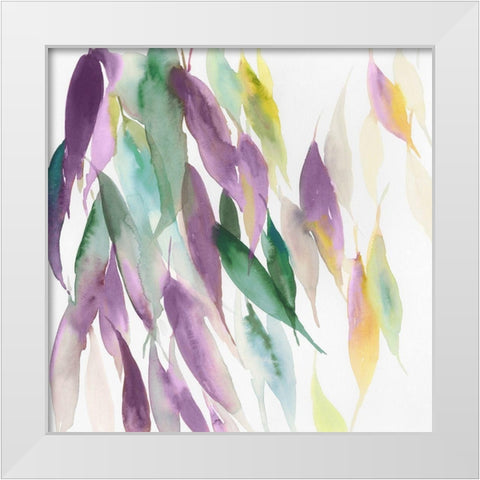 Fallen Colorful Leaves I Violet Version White Modern Wood Framed Art Print by Reeves, Tom