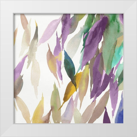 Fallen Colorful Leaves II Violet Version White Modern Wood Framed Art Print by Reeves, Tom