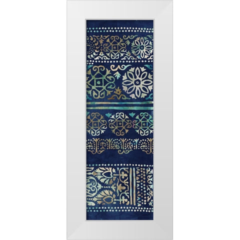 Indigo Damask II  White Modern Wood Framed Art Print by Reeves, Tom