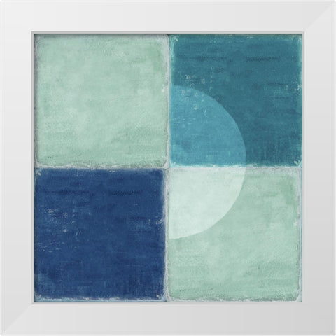 Blue Tiles II  White Modern Wood Framed Art Print by Reeves, Tom