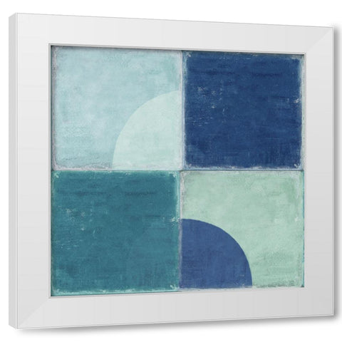 Blue Tiles III  White Modern Wood Framed Art Print by Reeves, Tom