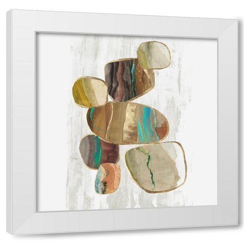 Glided Stones II  White Modern Wood Framed Art Print by Reeves, Tom