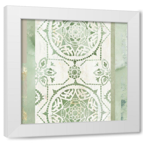 Olive Green Pattern White Modern Wood Framed Art Print by Reeves, Tom