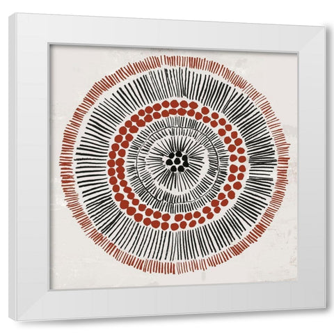 Round Tribal I White Modern Wood Framed Art Print by Reeves, Tom