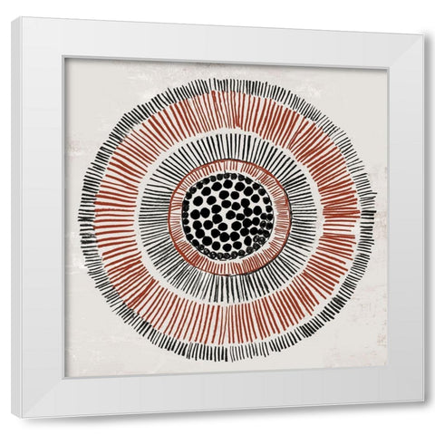 Round Tribal II White Modern Wood Framed Art Print by Reeves, Tom