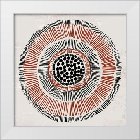 Round Tribal II White Modern Wood Framed Art Print by Reeves, Tom