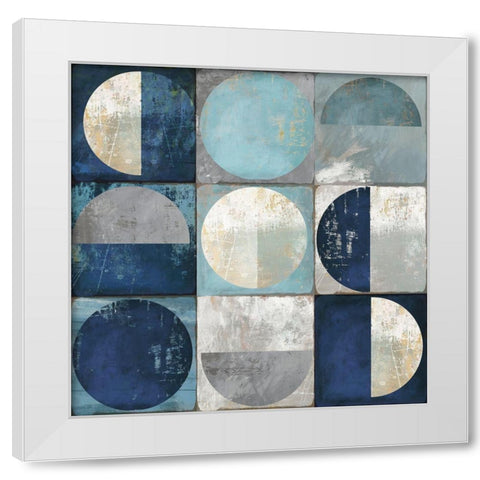 Teal Crescent  White Modern Wood Framed Art Print by Reeves, Tom