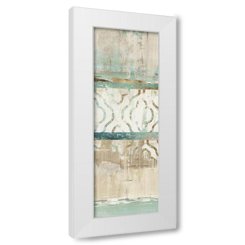 Teal Patchwork I  White Modern Wood Framed Art Print by Reeves, Tom