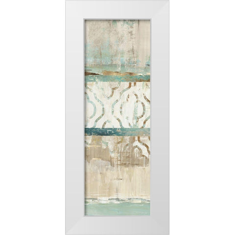 Teal Patchwork I  White Modern Wood Framed Art Print by Reeves, Tom