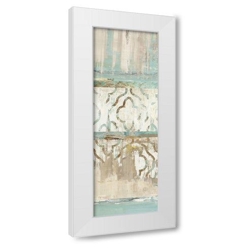 Teal Patchwork II White Modern Wood Framed Art Print by Reeves, Tom