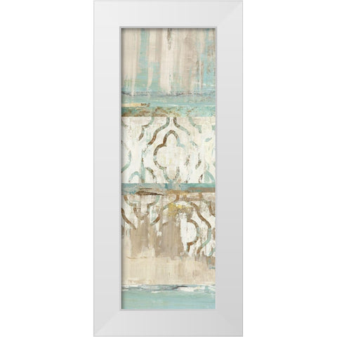Teal Patchwork II White Modern Wood Framed Art Print by Reeves, Tom