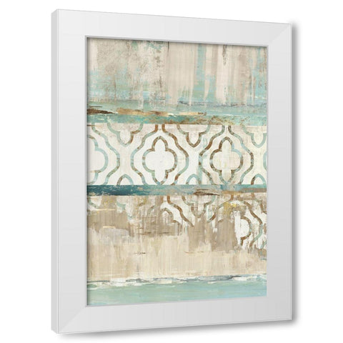 Teal Patchwork III White Modern Wood Framed Art Print by Reeves, Tom