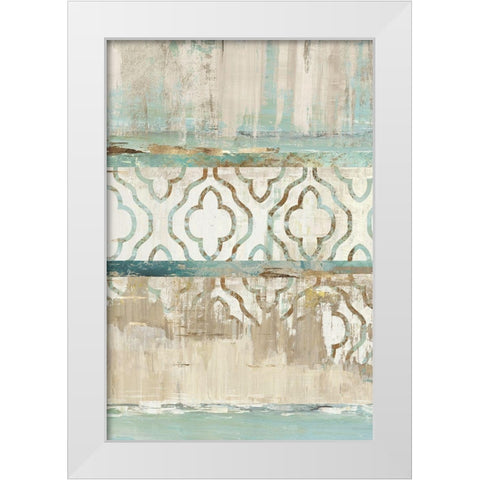 Teal Patchwork III White Modern Wood Framed Art Print by Reeves, Tom