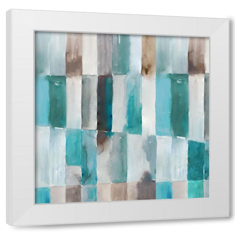Stripes of Teal II White Modern Wood Framed Art Print by Reeves, Tom