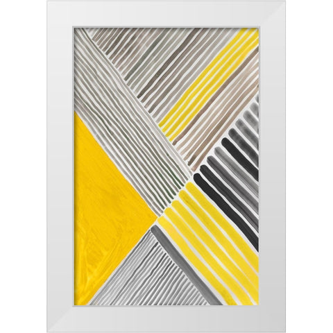 Yellow Mikado II White Modern Wood Framed Art Print by Reeves, Tom