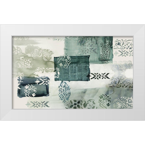 Green Silk  White Modern Wood Framed Art Print by Reeves, Tom